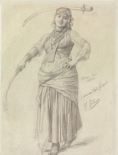 Sabeldans (blyant på papir) af Jean Leon Gerome