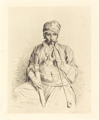 Siddende Araber med Pibe af Jean Leon Gerome