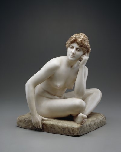 Siddende kvinde, ca. 1890/95 (marmor med original voks og polychromy) af Jean Leon Gerome