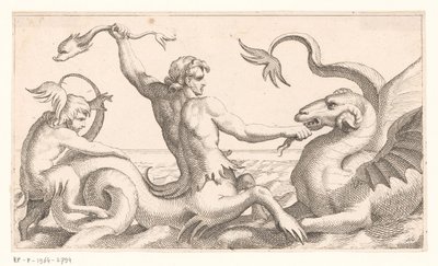 Triton kæmper mod et havmonster af Jean Lepautre (attributed to)