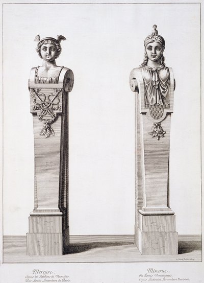 Buster af Merkur og Minerva af Louis Lerambert i Versailles, 1674 af Jean Lepautre