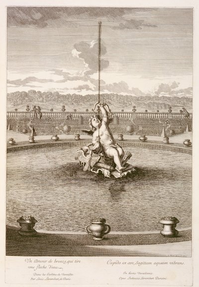 Springvand med amor, der affyrer en pil med en vandstråle, designet af Louis Lerambert, Versailles, 1677 af Jean Lepautre