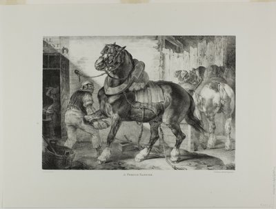 En fransk hovslager, planche 12 fra Forskellige motiver tegnet fra livet og på sten (Den engelske suite) af Jean Louis André Théodore Géricault