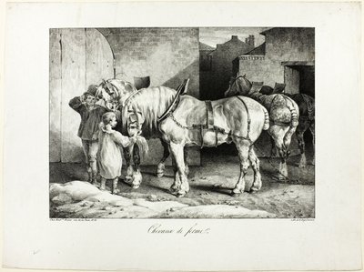Heste på gården af Jean Louis André Théodore Géricault