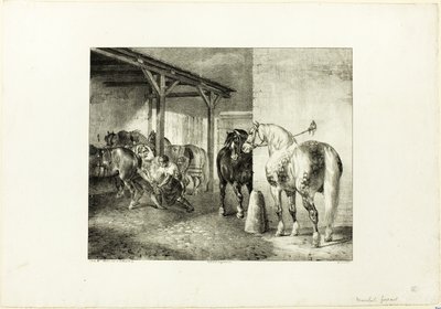 Smedeværksted af Jean Louis André Théodore Géricault