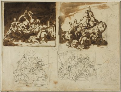Fem skitser til et kavalerislag af Jean Louis André Théodore Géricault