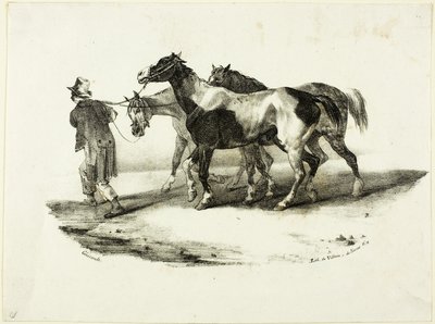 Heste bliver ført til skindet af Jean Louis André Théodore Géricault