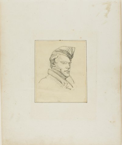 Portræt af en ung mand med militærkasket af Jean Louis André Théodore Géricault