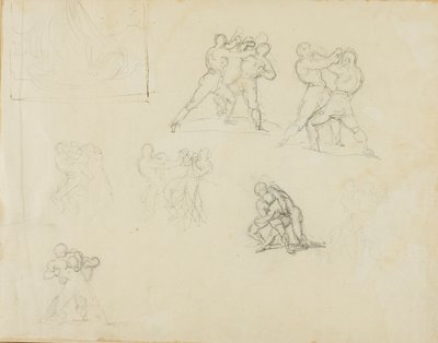 Syv skitser af par af boksere eller brydere af Jean Louis André Théodore Géricault