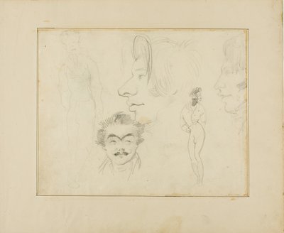 Ark med karikaturer af Jean Louis André Théodore Géricault