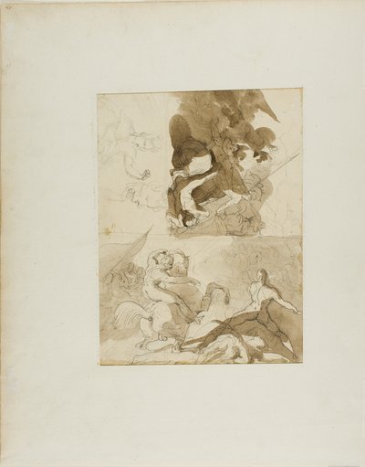 Skitser til et kavalerislag af Jean Louis André Théodore Géricault