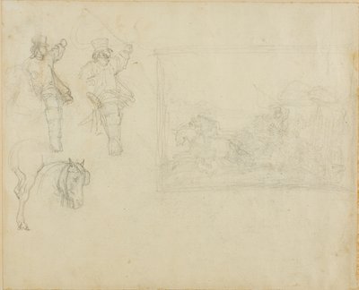 Skitser af postilloner og en diligence af Jean Louis André Théodore Géricault
