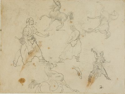 Studier af smede og heste af Jean Louis André Théodore Géricault