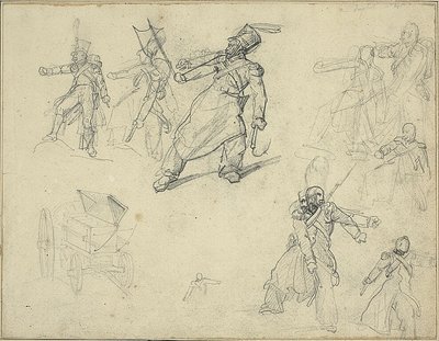 Studier af en grenadier og en ammunitionsvogn af Jean Louis André Théodore Géricault