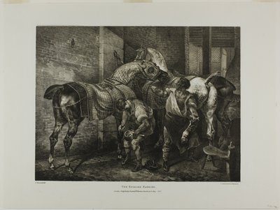 The English Farrier, plade 10 fra forskellige emner tegnet fra livet og på sten (The English Suite) af Jean Louis André Théodore Géricault