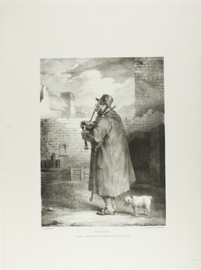 The Piper, planche 1 fra Various Subjects Drawn from Life and on Stone (The English Suite) af Jean Louis André Théodore Géricault