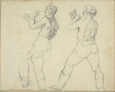 To boksere med front mod venstre af Jean Louis André Théodore Géricault