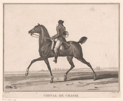 Rytter til hest med jagthorn Cheval de Chasse (titel på objekt) Sujets de chevaux (serietitel) af Jean Louis Darcis