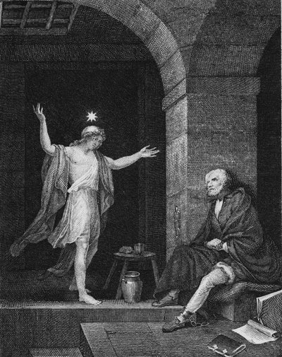 Hesper viser sig til Columbus i fængslet, 1800-tallet. af Jean Louis Delignon