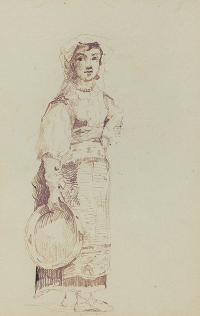 Kvinde med en tamburin (verso) af Jean Louis Ernest Meissonier