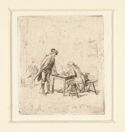 a Rapporten b Harlekin af Jean Louis Ernest Meissonier