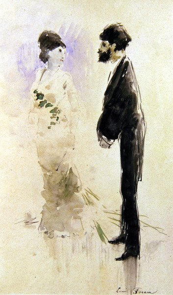 En elsker blev stum af frygt (akvarel) af Jean Louis Forain