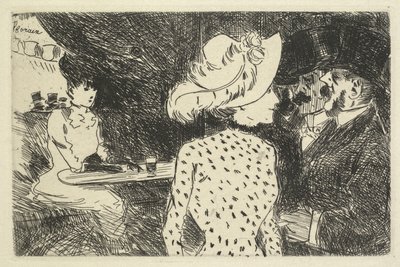 Cafescene (beskrivende) af Jean Louis Forain