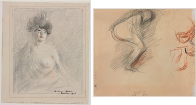 Courtesan (recto) figurskitser (verso) af Jean Louis Forain