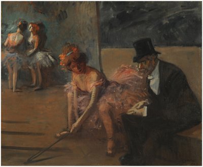 Danser med en beundrer bag scenen af Jean Louis Forain