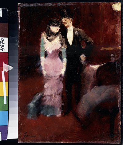 Afgang af et maskebal i Paris Opera. Maleri af Jean-Louis Forain (Jean Louis Forain af Jean-Louis Forain