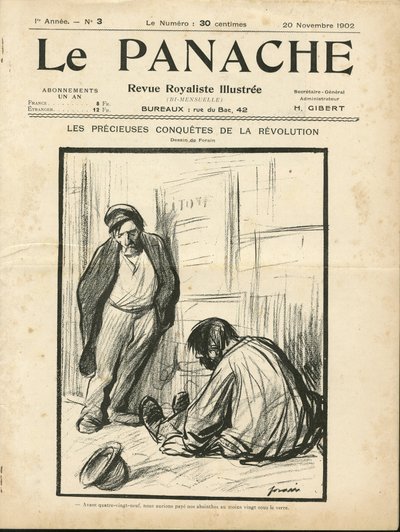 Illustration af Jean-Louis Forain (1852-1931) til forsiden af Le Panache, royalistisk magasin illustree af Jean Louis Forain