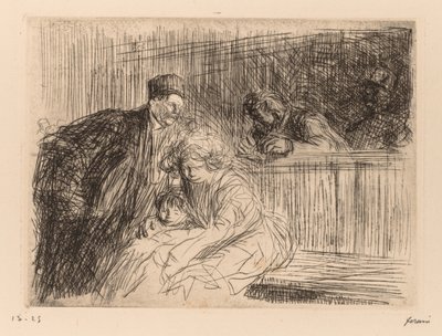 Advokaten taler til den anklagede. af Jean Louis Forain