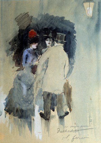 Mødet Akvarel af Jean Louis Forain (1852-1931) 20. århundrede. af Jean Louis Forain