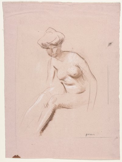 Siddende nøgen, fjerde kvartal 1800-tallet eller første tredjedel 1900-tallet. af Jean Louis Forain