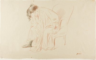 Siddende kvinde med hovedet i højre hånd af Jean Louis Forain