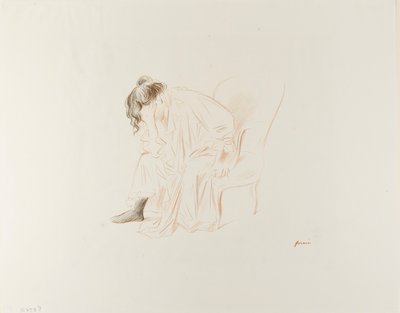 Siddende kvinde med hovedet i højre hånd af Jean Louis Forain