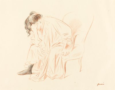 Siddende kvinde med hovedet hvilende på højre hånd af Jean Louis Forain
