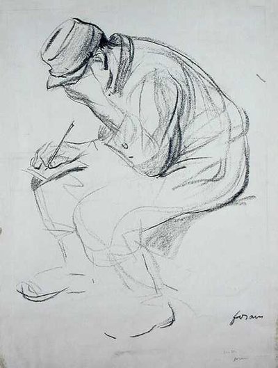 Soldatskrivning (litografi) af Jean Louis Forain
