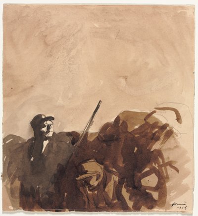 Soldat i en skyttegrav (recto) af Jean Louis Forain