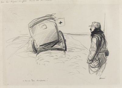 I skudlinjen, ca. 19141919. af Jean Louis Forain