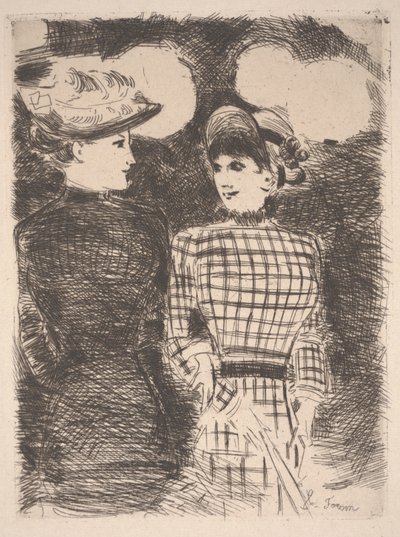 Two Women (etching) af Jean Louis Forain