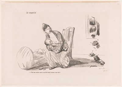 Kvinde ammer, mens ruderne er knust Le zeppelin (titel på objekt) af Jean Louis Forain