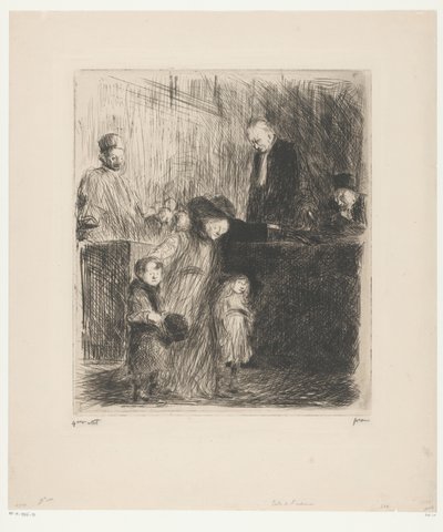 Kvinde med to små børn kan forlade en retssal af Jean Louis Forain