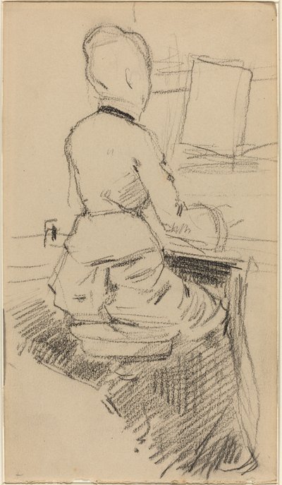 Ung kvinde sidder ved et klaver [recto], ca. 1890. af Jean Louis Forain