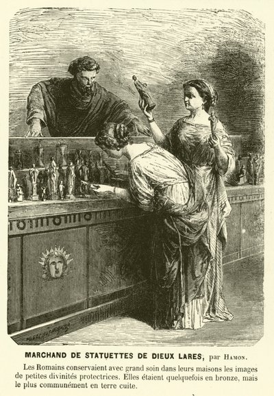 Sælger af statuetter af Lares, gamle romerske skytsguder (gravering) af Jean Louis Hamon