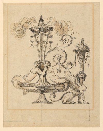 Design til en dekorativ arabesk af Jean Louis Prieur the Younger
