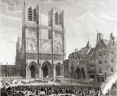 Thomas de Mahy (1744-90) Markis af Favras gør ærefuldt godtgørelse før Notre-Dame, indgraveret af Pierre Gabriel Berthault (1737-1831) 1790 af Jean Louis the Younger Prieur