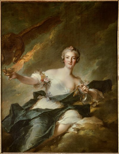 Portræt af hertuginden af Chaulnes, repræsenteret i Hebe, fornuftens gudinde (Anne Josephe Bonnier de la Masson (1718-1787), hustru til hertugen af Chaulnes) Det er repræsenteret med en ørn, der symboliserer guden Jupiter - Maleri af Jean Marc ( Jean-Marc) af Jean Marc Nattier