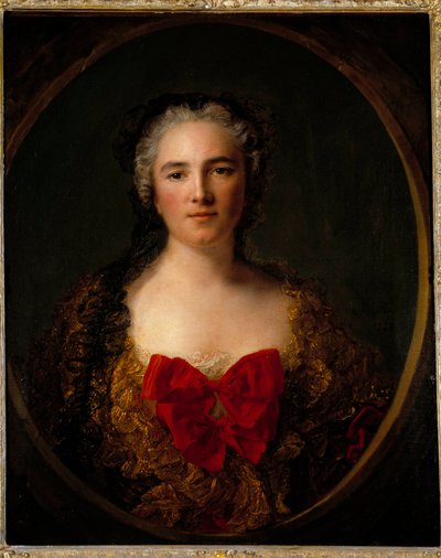 Portræt af markisen Louise Elisabeth De Dreux Breze Hun bærer en kjole prydet med rød knude - Maleri af Jean Marc (Jean-Marc) Nattier (1685-1766) 1749 Dim 0,73x0,59 m Douai musee de la Chartreuse af Jean Marc Nattier