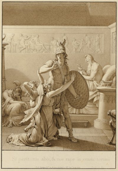 Creusa bønfalder Aeneas, da han drager i krig af Jean Michel Moreau